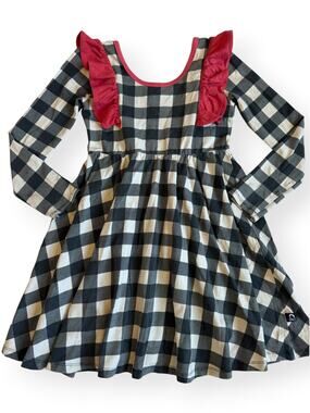 RAGS Black & White Holiday Plaid Ruffle xDress Size 7/8 Girls